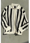 Vertical Striped Ajouré Cardigan