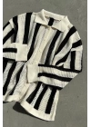 Vertical Striped Ajouré Cardigan