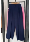 Dikişli Geniş Paça Pantolon Lacivert