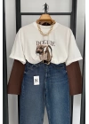 Doguıe Baskılı T-Shirt Krem