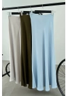 Straight Long Satin Skirt