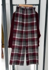 Ekose Pantolon Bordo-Gri