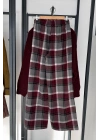 Ekose Pantolon Bordo-Gri