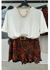 Hem Binding Floral Shorts
