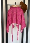 Etnik Desen Şortlu Bluz Takım Pembe