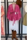Etnik Desen Şortlu Bluz Takım Pembe