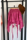 Etnik Desen Şortlu Bluz Takım Pembe