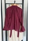Fular Detaylı Bluz Bordo