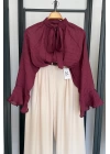 Fular Detaylı Bluz Bordo