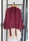 Fular Detaylı Bluz Bordo