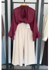 Fular Detaylı Bluz Bordo