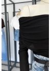 Gipeli Madonna Yaka İnce Bluz Siyah