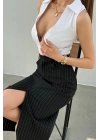 Shirt Collar Front Buttoned Zero Sleeve Blouse