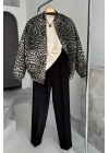 İçi Kapitone Leopar Bomber Mont Leopar