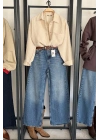 Kabartma Dokulu Oversize Gömlek Krem