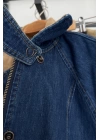 Kadife Yaka Ve Kol Detaylı Denim Ceket Mavi