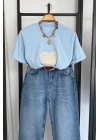 Kalp Detay İşleme T-Shirt Bebe Mavi
