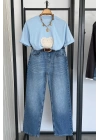 Kalp Detay İşleme T-Shirt Bebe Mavi