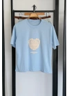 Kalp Detay İşleme T-Shirt Bebe Mavi