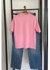 Kalp Detay İşleme T-Shirt Pembe