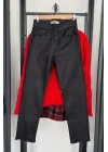Kaplamalı Boyfit Jean Siyah
