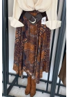 Kemerli Etnik Desen Etek Camel