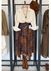 Kemerli Etnik Desen Etek Camel