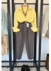 Kemerli Keten Pantolon Gri