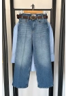 Kemerli Wide Leg Jean Mavi