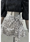 Self Belted Zebra Pattern Short Skirt