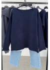 Kendinden Yaka Oversize Kazak Lacivert