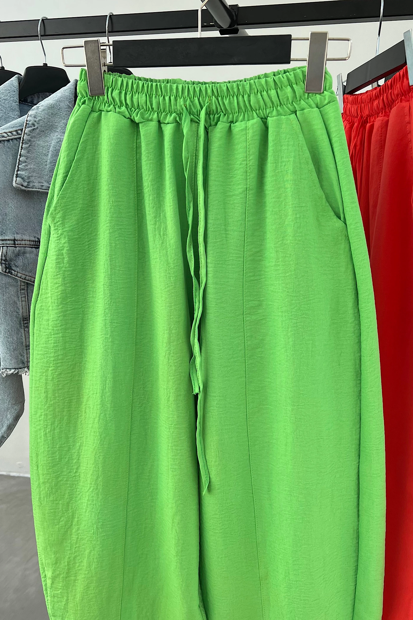Keten Salaş Pantolon Yeşil