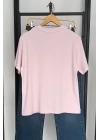 Kısa Kol Düz T-Shirt Pembe