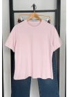 Kısa Kol Düz T-Shirt Pembe