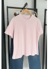 Kısa Kol Düz T-Shirt Pembe