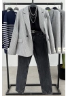 Kol Detay Blazer Kaşe Ceket Gri