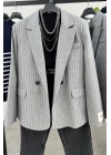 Kol Detay Blazer Kaşe Ceket Gri