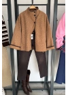 Kroşetalı Kıvırak Peluş Ceket Camel