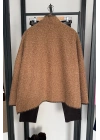 Kroşetalı Kıvırak Peluş Ceket Camel
