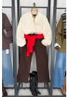 Kruvaze Kısa Bomber Mont Krem