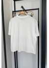 Kurdele Baskılı T-shirt Krem