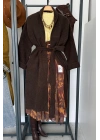 Kuşaklı Oversize Hırka Kahverengi