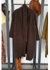 Kuşaklı Oversize Hırka Kahverengi