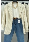 Padded Blazer Striped Jacket