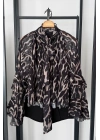 Leopar Desen Şifon Bluz Siyah