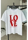 Love Yazılı T-shirt Beyaz