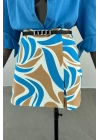 Blue Patterned Short Skirt