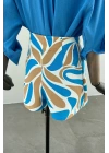 Blue Patterned Short Skirt