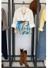 Mavi Desenli Şort Etek Mavi
