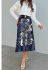 Sequined Midi Skirt /  Navy